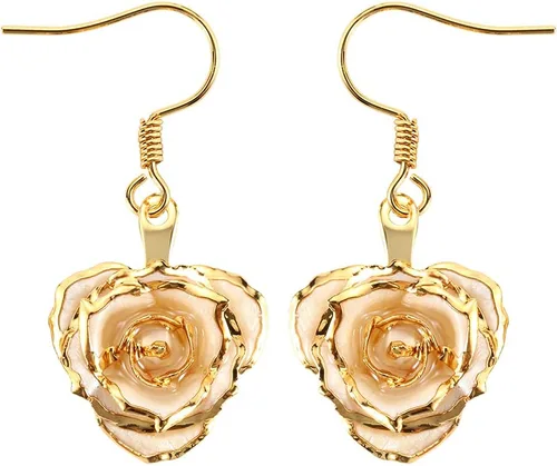 Miniatura 21 de Aretes de rosa chapados en oro para mujer, aretes de rosa de moda, el mejor regalo para esposa, madre en el día de San Valentín, aniversario