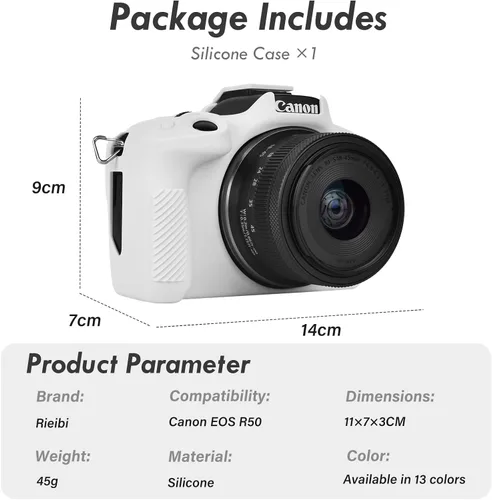 Miniatura 2 de Rieibi EOSR50 EOS R50 Estuche, Estuche Protector de Silicona Suave para Cámara Vlogging Canon EOS R50 EOSR50, Estuche de Cámara EOS R50 de Agarre