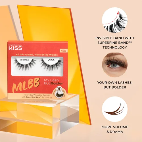 Miniatura 10 de KISS My Lash But Bolder, pestañas postizas, 'Slim Thicc', 0.63 pulgadas, incluye 1 par, fácil de aplicar, racimos de pestañas reutilizables