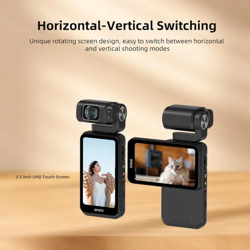 Miniatura 3 de ORDRO M3 Cámara de Bolsillo 4K 60FPS Videocámara de Mano, Cámara de Video 48MP UHD con Pantalla IPS Giratoria de 3.5 Pulgadas, Cámara WiFi Nocturna