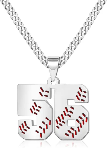 Miniatura 97 de Btysun Collares de béisbol de béisbol número 0-99 dijes de acero inoxidable para hombres, regalos de béisbol, papá, marido, regalo de Navidad