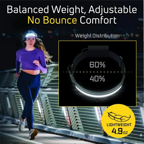 Miniatura 3 de OPTIMAL VENTURES Linterna Frontal LED Liteband Súper Ligera Flex de 300 Lúmenes, Lámpara de Cabeza Brillante, Linternas Frontales con Pilas AAA