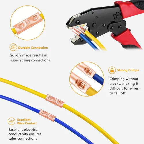 Miniatura 5 de SVAAR Conectores de Empalme a Tope de Cable Calibre 6, 24 Piezas, Conectores de Empalme a Tope No Aislados 6 AWG, Kit de Empalmes a Tope de Cobre