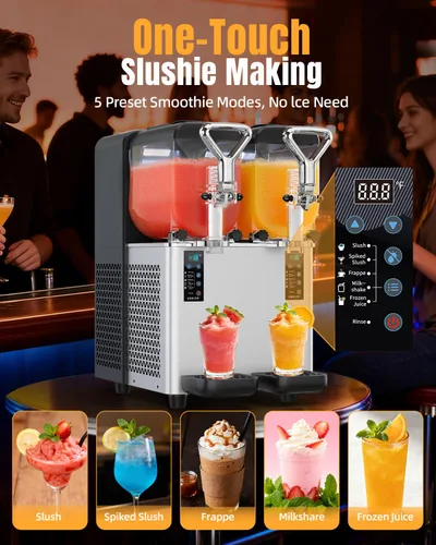 Miniatura 3 de Máquina de granizado de 4 litros x 2 tanques con luces LED, máquina de granizado de alta potencia de 400 W para uso comercial y doméstico,