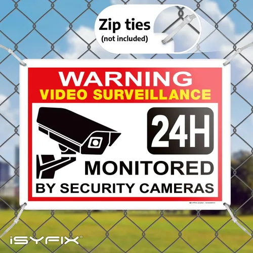 Miniatura 4 de iSYFIX Señal de advertencia de videovigilancia – 1 paquete de 14 x 10 pulgadas – 100% libre de óxido de aluminio .040, laminado para máxima