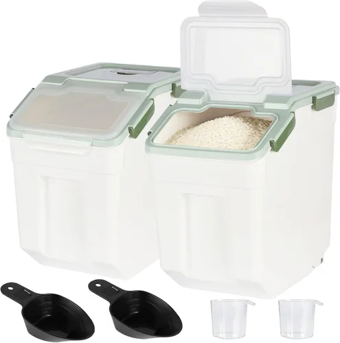 Miniatura 12 de Recipiente de almacenamiento de arroz de 25 libras, contenedor grande de harina para el hogar, dispensador hermético de cereales de grano