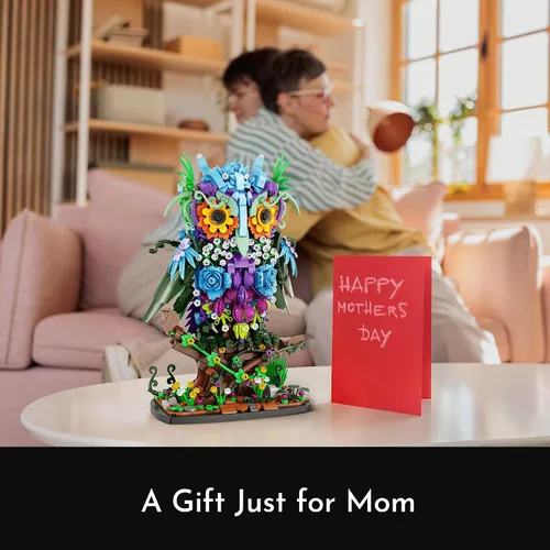 Miniatura 9 de Sillbird Juego de construcción de búho de flores para adultos, regalos creativos para mamá, esposa, mujer, novia, pareja, decoración del hogar