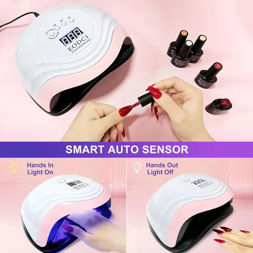 Miniatura 3 de eodci Lámpara de uñas LED UV de 168 W, luz UV para secador de uñas de gel, lámpara de curado de esmalte de uñas, sensor automático, luz profesional