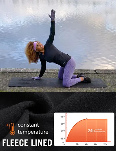Miniatura 5 de BALEAF Camiseta térmica de forro polar para mujer de manga larga con agujeros para los pulgares bolsillo con cremallera para clima frío
