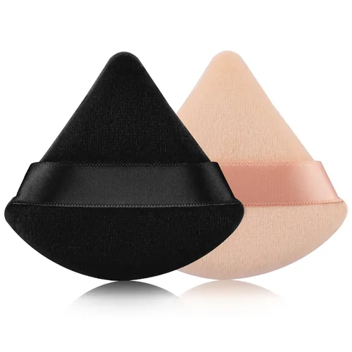 Miniatura 8 de EVAOUXIU - 2 piezas de polvo triangular para polvo facial, esponja suave de felpa, esponja cosmética de terciopelo, herramientas de maquillaje de 2
