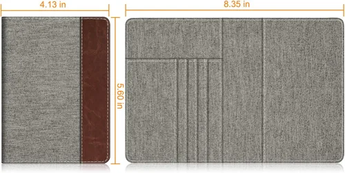Miniatura 5 de Fintie - Funda para tarjetas y pasaporte, de piel sintética, bloqueo RFID, cartera de viajes (mezclilla gris)