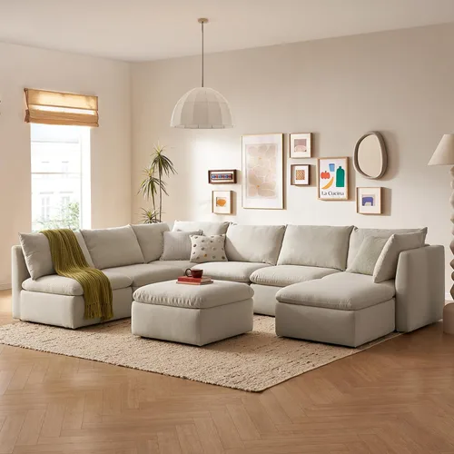 Miniatura 43 de mopio Sofá Seccional Modular de Gran Tamaño con Fundas Completamente Extraíbles y Almacenamiento, Convertible en Forma de U, en Forma de L