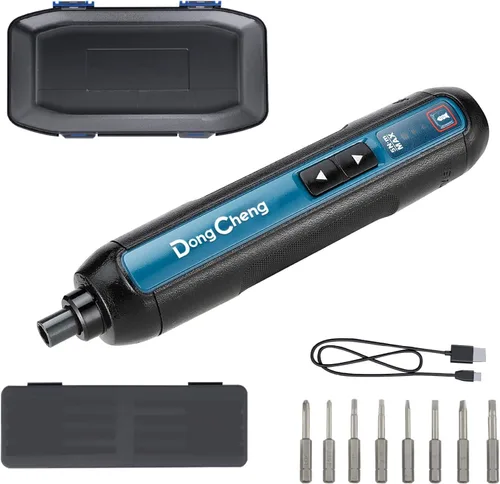 DongCheng - Destornillador eléctrico inalámbrico de 4 V, destornillador recargable con batería de 2000 mAh con 3 ajustes de par de hasta 5 N.m, 300