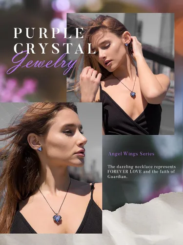 Miniatura 6 de CDE - Collar con dije de corazón de ala de ángel para mujer, dije de tono plateadodorado, regalo de Navidad, San ValentínDía de la Madre