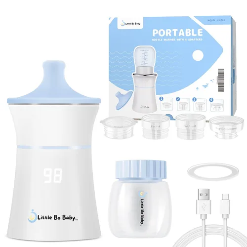 Miniatura 7 de Little Bo Baby - Juego de calentador de biberones portátil, calentador portátil con biberón y adaptador, calentador de botellas de viaje para leche