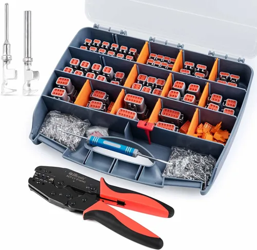 Miniatura 9 de JRready DW1009 Kit de conectores Deutsch, conectores DT grises de 2, 3, 4, 6, 8 y 12 pines, tamaño 16 contactos formados con sello (14-18AWG)