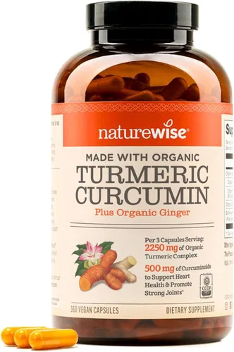 NatureWise Curcumina cúrcuma 2250 mg – 95% curcuminoides y extracto de pimienta negra BioPerine para una absorción avanzada – Apoyo diario para la