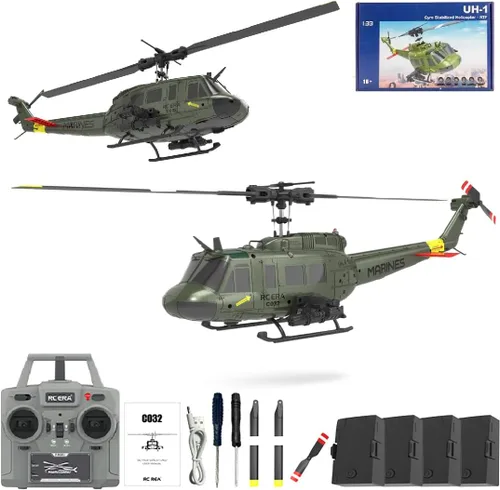 Miniatura 3 de RC ERA C032 Helicóptero RC, Helicóptero RC UH-1 Huey Flybarless de escala 1/48 2.4G 6CH, estabilización de giroscopio de 6 ejes, con mantenimiento