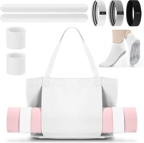 Miniatura 11 de Conjunto de bolsa de yoga Halloscume para mujeres que incluye bolsa tote para esterilla de yoga, banda de resistencia Booty, calcetines deportivos