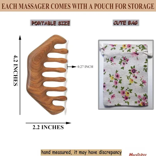 Miniatura 2 de Peine de masaje de madera, masajeador de cuero cabelludo de madera, Gua Sha para relajación del estrés, peine Loc para Sisterlocks - Sándalo verde