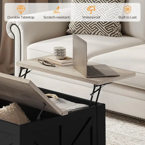 Miniatura 7 de Yaheetech - Mesa de centro con superficie superior abatible con almacenamiento, mesa de café cuadrada para sala de estar, mesas centrales de 31.5