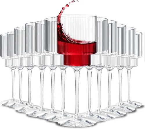 Miniatura 12 de Lueumxc Copas de vino de plástico – Copas de vino acrílicas de 12 onzas, Origami irrompible, vasos de cóctel de plástico transparente, reciclables