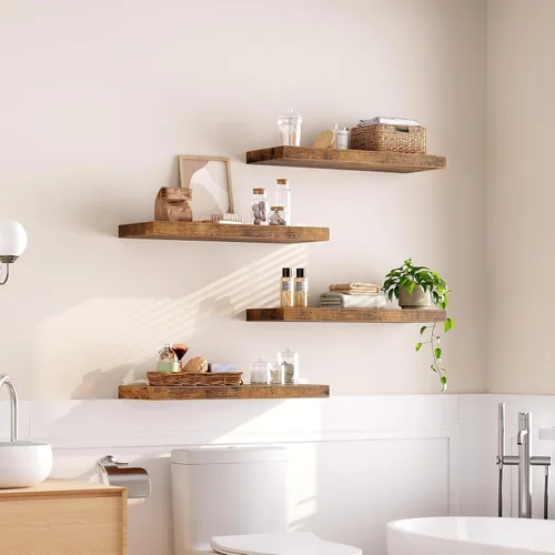 Miniatura 2 de RALGEND - Estantes flotantes para pared, juego de 4 con soportes invisibles de 1.5" de espesor, estantes colgantes de 23.6L x 7.9W estilo granja