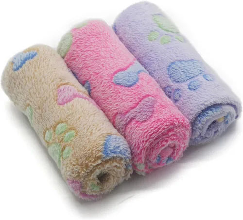Miniatura 13 de 1 paquete de 3 mantas para cachorros, súper suaves y cálidas, tapete gris para dormir con bonito estampado de vellón esponjoso, manta de franela