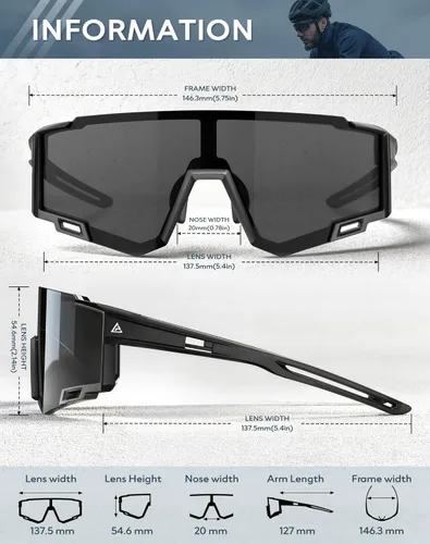 Miniatura 4 de KALIYADI Gafas de sol deportivas para hombre, polarizadas, gafas de sol para mujer, gafas de sol para correr con UV400 para pesca y ciclismo