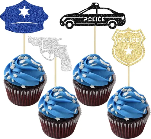 Miniatura 7 de 24 piezas de decoración de cupcakes de la Guardia Costera de la USCG con purpurina militar encuadernado con emblema para magdalenas, insignias
