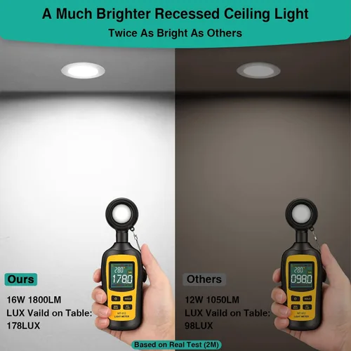 Miniatura 3 de Paquete de 4 luces LED empotrables de techo de 6 pulgadas, 1800 lm, 16 W = 200 W, 5CCT 5000 K/4000 K/3500 K/3000 K/2700 K seleccionables
