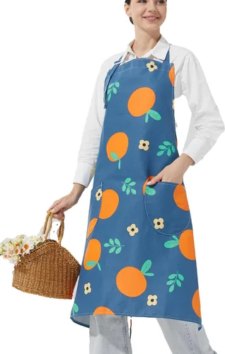 Miniatura 16 de Delantales de algodón y lino para hornear, talla grande, para mujer, con bolsillos, cocina