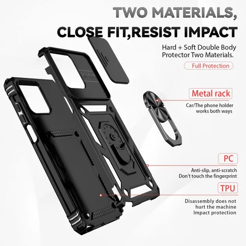Miniatura 8 de SunStory Funda para teléfono Motorola Moto G Stylus 5G 2023 con protector de pantalla HD y cubierta deslizante para la cámara y patas de apoyo, Negro