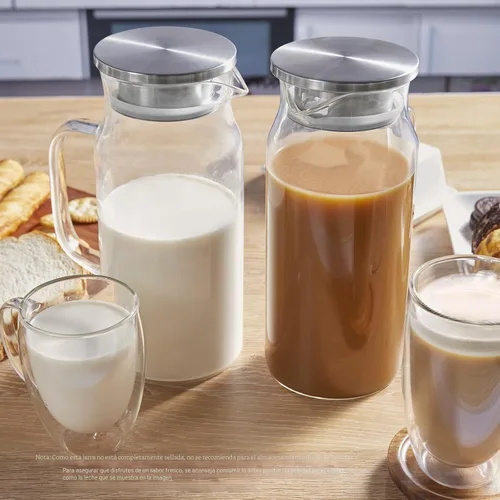 Miniatura 6 de Bivvclaz Jarra de vidrio de 2 litros y 68 onzas con tapa y asa, jarra de vidrio para agua caliente/fría, jarra grande de té helado para café, jugo