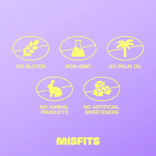 Miniatura 4 de Misfits - Barras de proteínas veganas - Sabor a caramelo y turrón Barras nutricionales - 15 g de proteína, 1 g de azúcar, a base de plantas, bajas