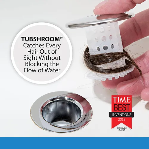 Miniatura 6 de TubShroom Protector de drenaje de bañera y captador de pelo, paquete de 2, cromado, se adapta a desagües de bañera y ducha de 1.5 a 1.75 pulgadas