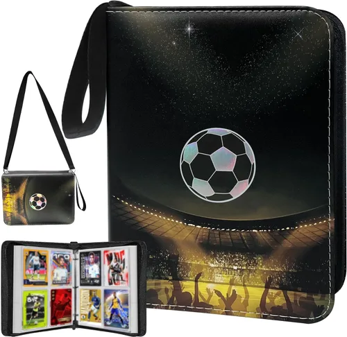 Miniatura 11 de Carpeta de tarjetas de fútbol de 400 bolsillos para tarjetas de fútbol 2025 2026, bolsa de almacenamiento portátil impermeable con fundas extraíbles