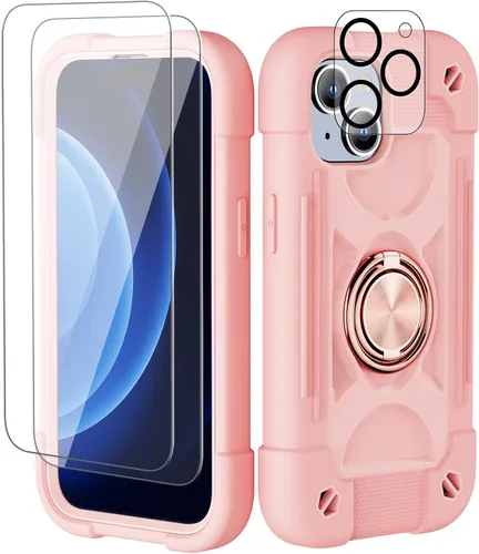 Miniatura 165 de Funda para iPhone 11 de 6.1 pulgadas con soporte de anillo, con 2 protectores de pantalla de vidrio, resistente a los golpes, resistente a