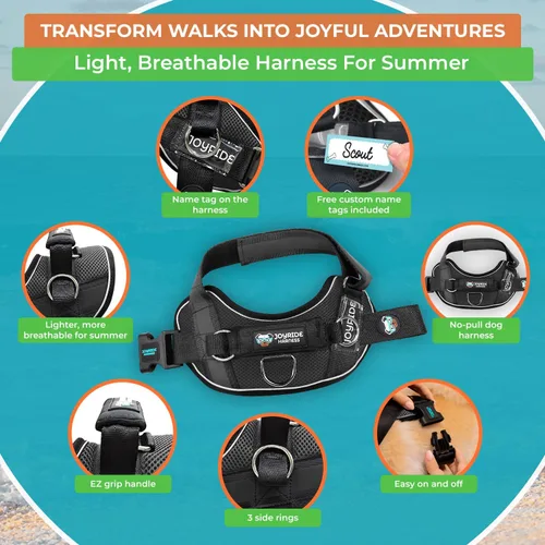 Miniatura 5 de Joyride Harness Chaleco de malla de verano – Arnés para perro 2.0 sin tirones – Chaleco ajustable y transpirable – Etiqueta de nombre personalizada