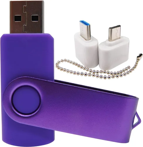 Miniatura 16 de Mini unidad flash USB de capacidad con 1 OTG (Micro USB) y 1 adaptador tipo C (USB-C) para teléfono móvil (naranja, 128 MB)