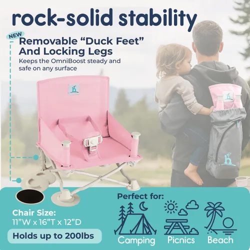 Miniatura 3 de Hiccapop OmniBoost Asiento elevador de viaje con bandeja para bebé Asiento elevador portátil plegable para bebé para mesa de comedor, camping