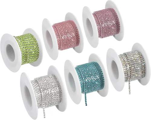 Miniatura 8 de uxcell 6 rollos de 33 yardas de 0.118 pulgadas (0.118 in) con diamantes de imitación de cristal para coser en cadena de diamantes de imitación