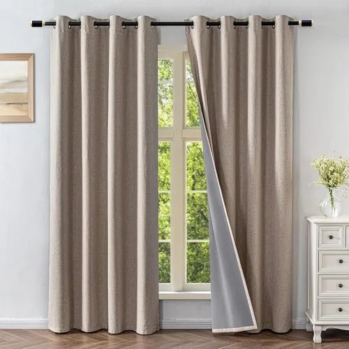 Miniatura 13 de Cortinas opacas para sala de estar, cortinas 100% opacas de 90 pulgadas de largo, juego de 2 paneles de 2 paneles, con aislamiento térmico, pestaña