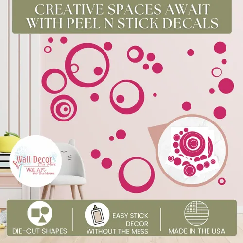 Miniatura 3 de Vinilo adhesivo de pared rosa intenso, círculos, burbujas, puntos 25+ PC