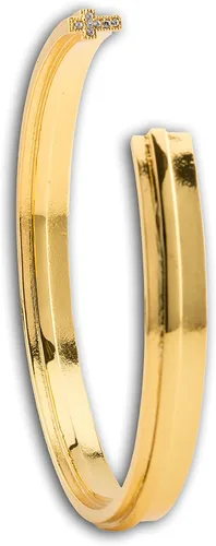 Stella Valle Cross Charm Bracelet - 18K Gold and Rhodium Plated Brass Cuff Bracelets with Swarovski Crystals in the Shape of Cross