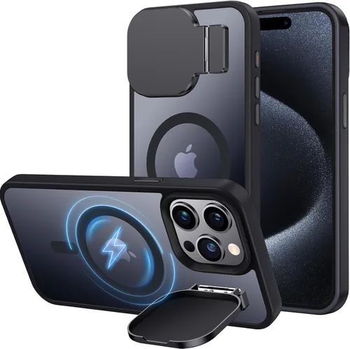 Miniatura 16 de Silverback Funda para iPhone 14 Pro Max con funda para cámara, compatible con MagSafe, con soporte integrado, funda magnética translúcida mate a