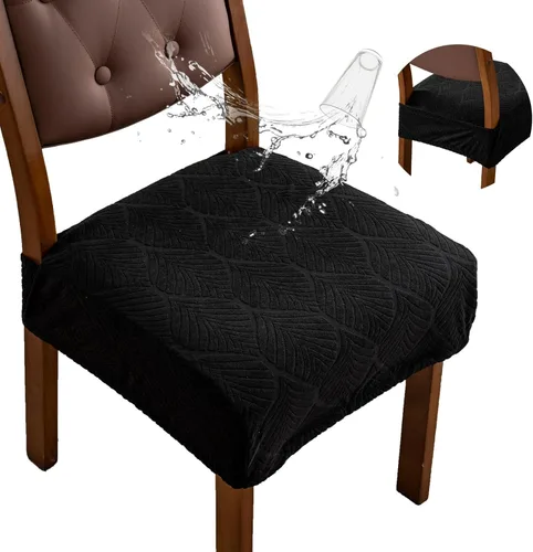 Miniatura 26 de Fundas de asiento para silla de comedor, extraíbles y lavables, juego de 2, fundas de cojín de asiento de silla de jacquard, protectores