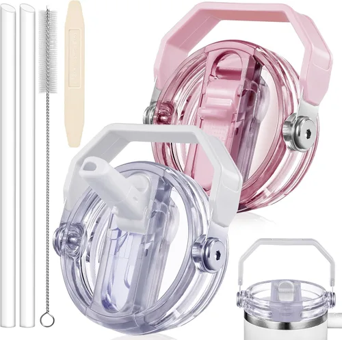 Miniatura 25 de Paquete de 2 Tapas con Popote Abatible a Prueba de Fugas para Reemplazo de Tapa Stanley 30 oz, para Accesorios de Vaso Tumbler Stanley Quencher
