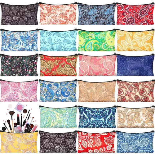 Miniatura 20 de 24 piezas bolsas de maquillaje a granel, bolsas de cosméticos de lona, organizador de bolso, bolsa cosmética con cremallera, bolsa de tocador