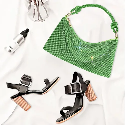 Miniatura 3 de WLLWOO WLLWOO Bolsos de mano con diamantes de imitación para mujer, bolsos de noche elegantes, bolsos cruzados brillantes para fiesta, club, boda